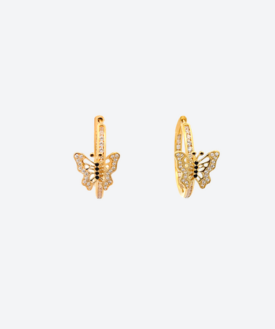 Butterfly hoops Crystal / Gold - La Costa Organic Jewelry