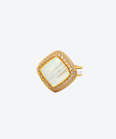 Diagonal Pave Gem Ring