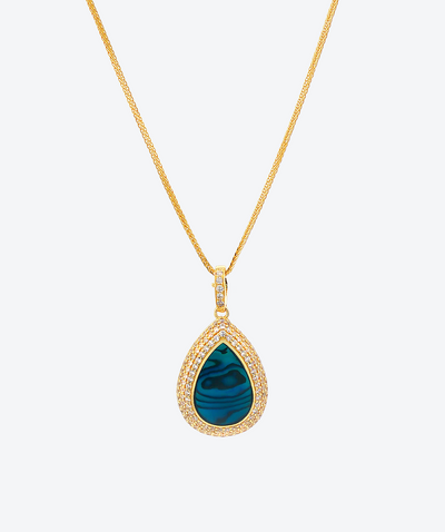 Tear Pave Gem Charm Necklace