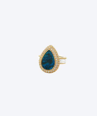 Dainty Tear Pave Gem Ring