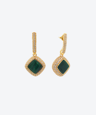 Diagonal Pave Gem Loops Earrings