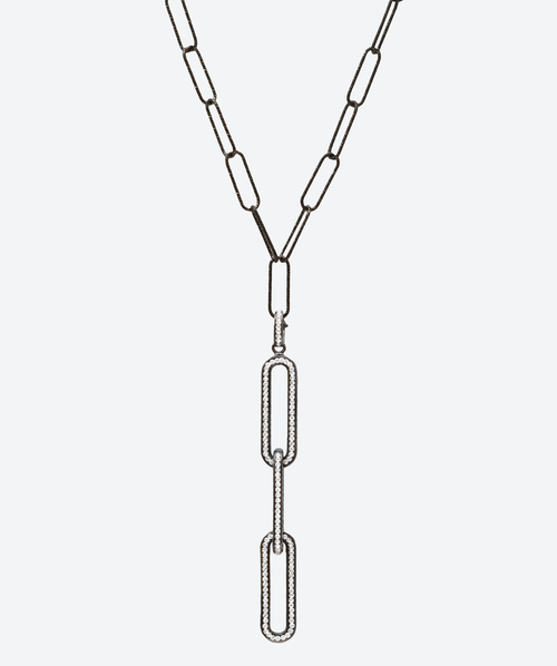 3 Three Tier Crystal Link Pendant Necklace