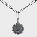 Lucky Derby Horseshoe Medallion Charm Necklace