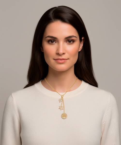 Me Tri-Charm Tassel Necklace