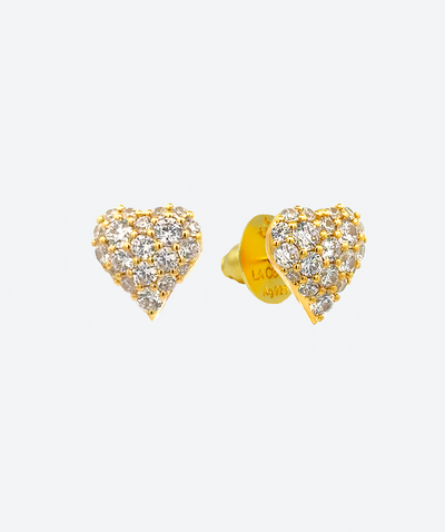 Brimming Heart Stud Earrings Crystal / Gold - La Costa Organic Jewelry