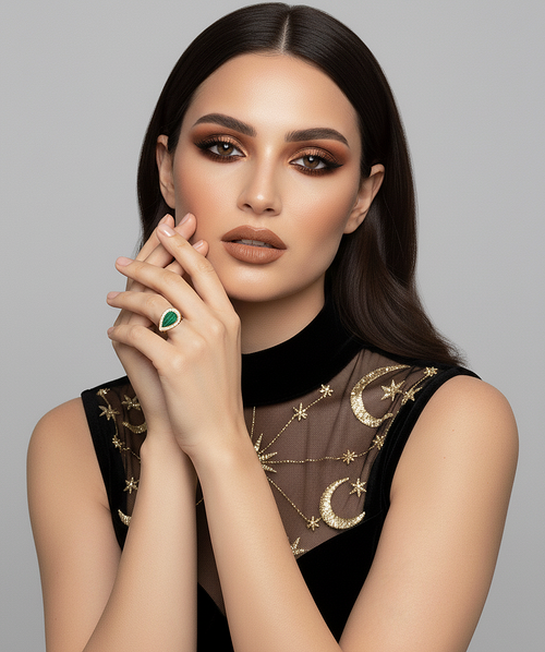 East West Tear Gem Ring