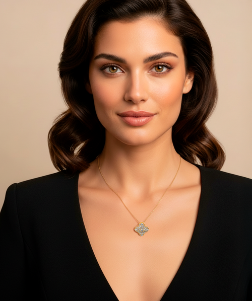 Pave Flower Necklace