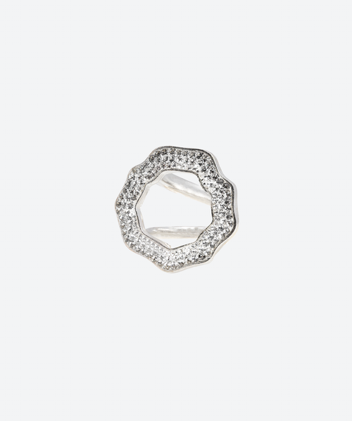 Crystal Open Round Ring Crystal / Silver - La Costa Organic Jewelry