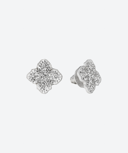 Flower Stud Earrings Crystal / Silver - La Costa Organic Jewelry