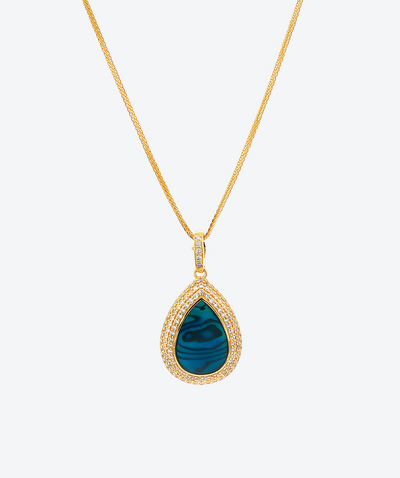 Tear Pave Gem Charm Necklace