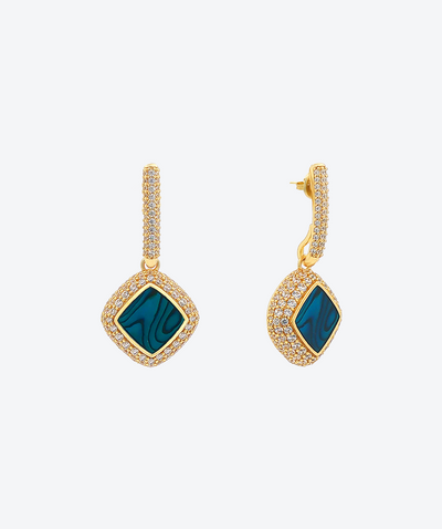 Diagonal Pave Gem Loops Earrings