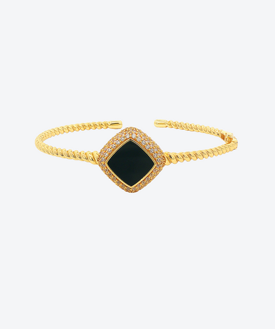 Diagonal Pave Gem Bangle Bracelet