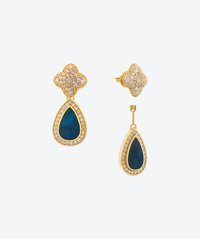 2 Way Flower & Tear Gem Earrings