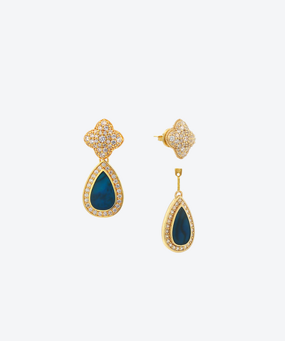2 Way Flower & Tear Gem Earrings