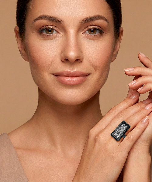 Geode Crystal Rectangle Ring