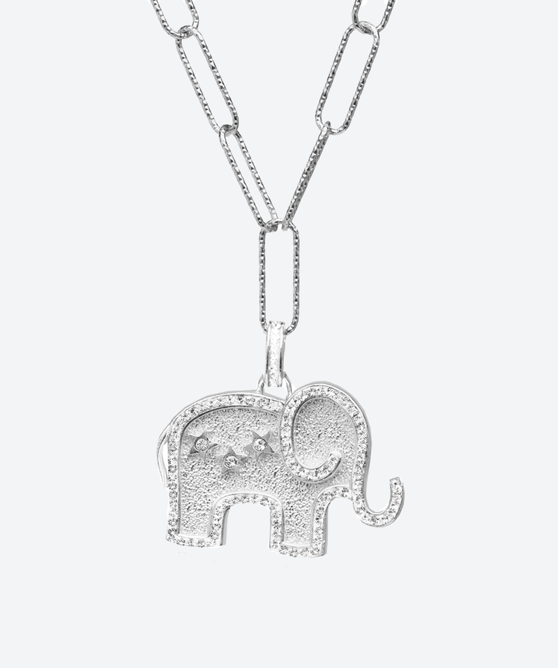 Mighty Elephant Medallion Charm Necklace