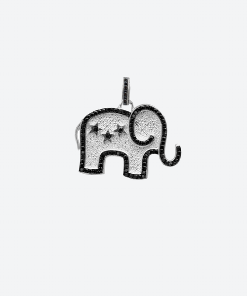 Mighty Elephant Medallion Charm Hematite / Silver - La Costa Organic Jewelry