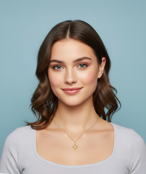 Brilliant Open Flower Crystal Charm Necklace