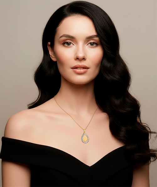 Gem Tear Charm  Necklace