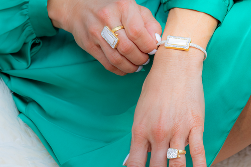 Rectangle Gem Shamballa Bracelet